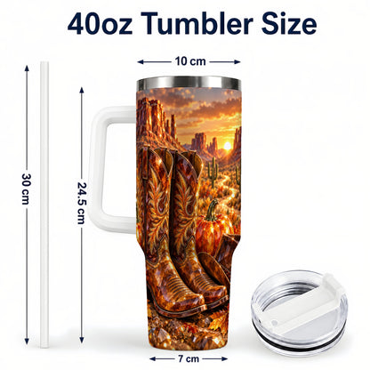 #pl[40oz|White] Western Cowboy Boots 40oz Tumbler with Handle, Desert Travel Cup
