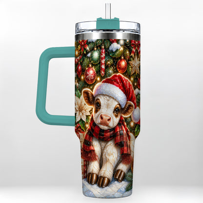 #pl[40oz|Green] Christmas Calf 40oz Tumbler with Handle, Holiday Stainless Steel Travel Cup