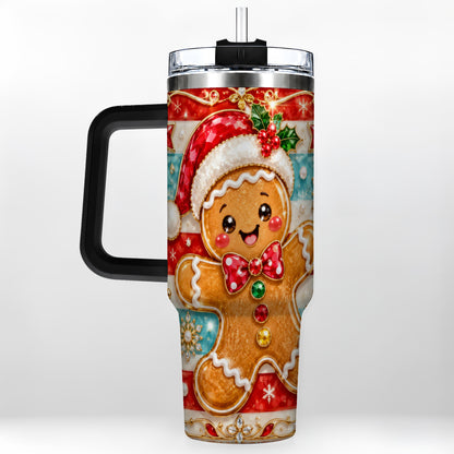 #pl[40oz|Black] Gingerbread 40oz Tumbler, Christmas Tumbler, Stainless Steel Travel Cup