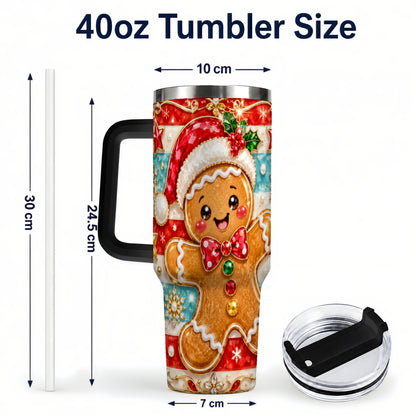 #pl[40oz|Black] Gingerbread 40oz Tumbler, Christmas Tumbler, Stainless Steel Travel Cup
