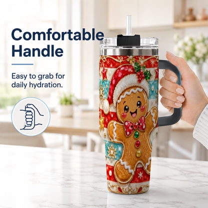 #pl[40oz|Black] Gingerbread 40oz Tumbler, Christmas Tumbler, Stainless Steel Travel Cup