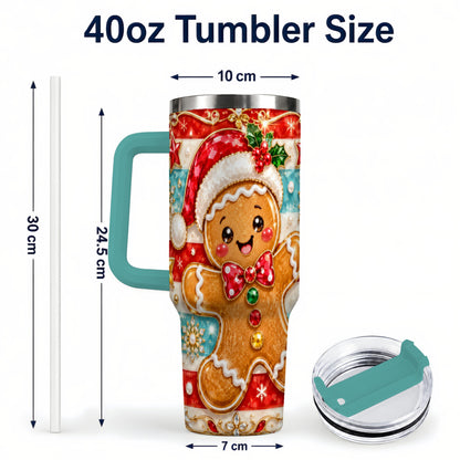 #pl[40oz|Green] Gingerbread 40oz Tumbler, Christmas Tumbler, Stainless Steel Travel Cup