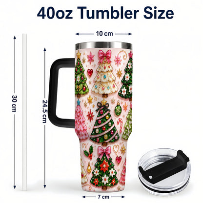 #pl[40oz|Black] Christmas Tree 40oz Tumbler, Holiday Tumbler, Stainless Steel Travel Cup