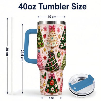 #pl[40oz|Blue] Christmas Tree 40oz Tumbler, Holiday Tumbler, Stainless Steel Travel Cup