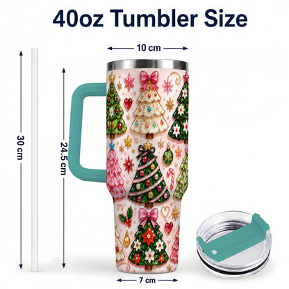 #pl[40oz|Green] Christmas Tree 40oz Tumbler, Holiday Tumbler, Stainless Steel Travel Cup