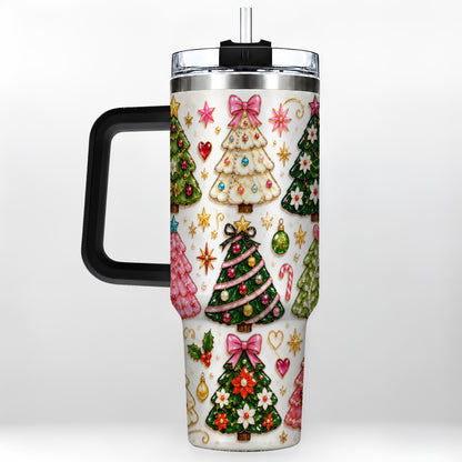 #pl[40oz|Black] Festive Tree 40oz Tumbler, Christmas Tumbler, Stainless Steel Travel Cup
