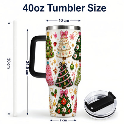 #pl[40oz|Black] Festive Tree 40oz Tumbler, Christmas Tumbler, Stainless Steel Travel Cup