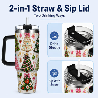 #pl[40oz|Black] Festive Tree 40oz Tumbler, Christmas Tumbler, Stainless Steel Travel Cup