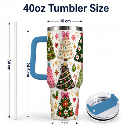 #pl[40oz|Blue] Festive Tree 40oz Tumbler, Christmas Tumbler, Stainless Steel Travel Cup