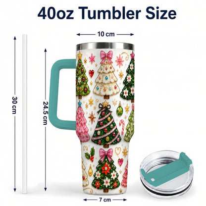 #pl[40oz|Green] Festive Tree 40oz Tumbler, Christmas Tumbler, Stainless Steel Travel Cup