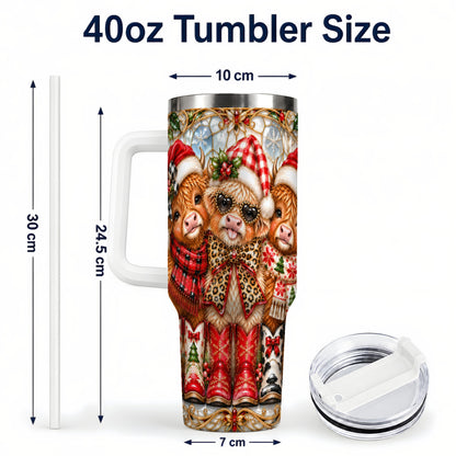 #pl[40oz|White] Three Cow 40oz Tumbler, Christmas Cow Tumbler, Stainless Steel Travel Cup