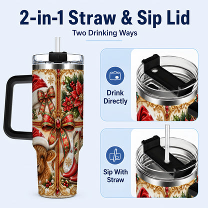 #pl[40oz|Black] Western Cow 40oz Tumbler, Christmas Cow Tumbler, Stainless Steel Travel Cup