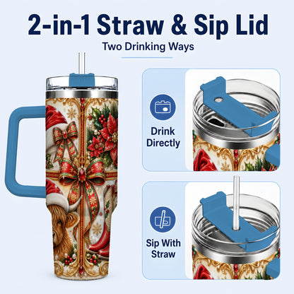 #pl[40oz|Blue] Western Cow 40oz Tumbler, Christmas Cow Tumbler, Stainless Steel Travel Cup