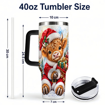 #pl[40oz|Black] Watercolor Cow 40oz Tumbler, Highland Tumbler, Stainless Steel Travel Cup