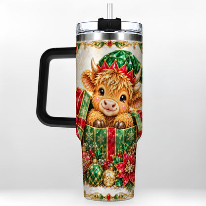 #pl[40oz|Black] Gemstone Cow 40oz Tumbler, Highland Tumbler, Stainless Steel Travel Cup