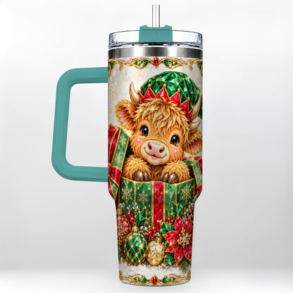 #pl[40oz|Green] Gemstone Cow 40oz Tumbler, Highland Tumbler, Stainless Steel Travel Cup