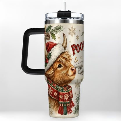 #pl[40oz|Black] Funny Highland Cow 40oz Tumbler with Handle, Holiday Farm Travel Cup