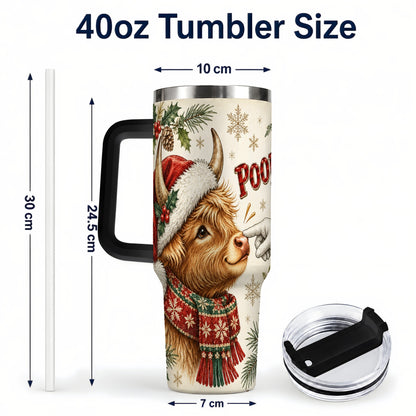 #pl[40oz|Black] Funny Highland Cow 40oz Tumbler with Handle, Holiday Farm Travel Cup