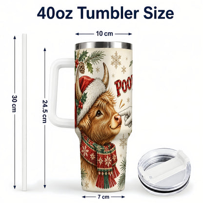 #pl[40oz|White] Funny Highland Cow 40oz Tumbler with Handle, Holiday Farm Travel Cup