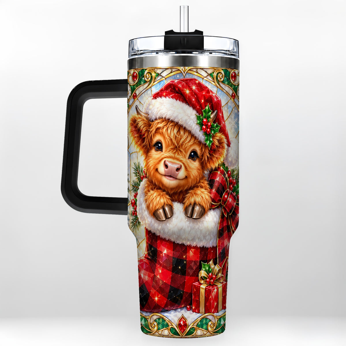 #pl[40oz|Black] Highland Cow 40oz Tumbler, Christmas Tumbler, Stainless Steel Travel Cup