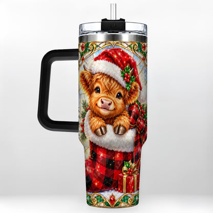 #pl[40oz|Black] Highland Cow 40oz Tumbler, Christmas Tumbler, Stainless Steel Travel Cup