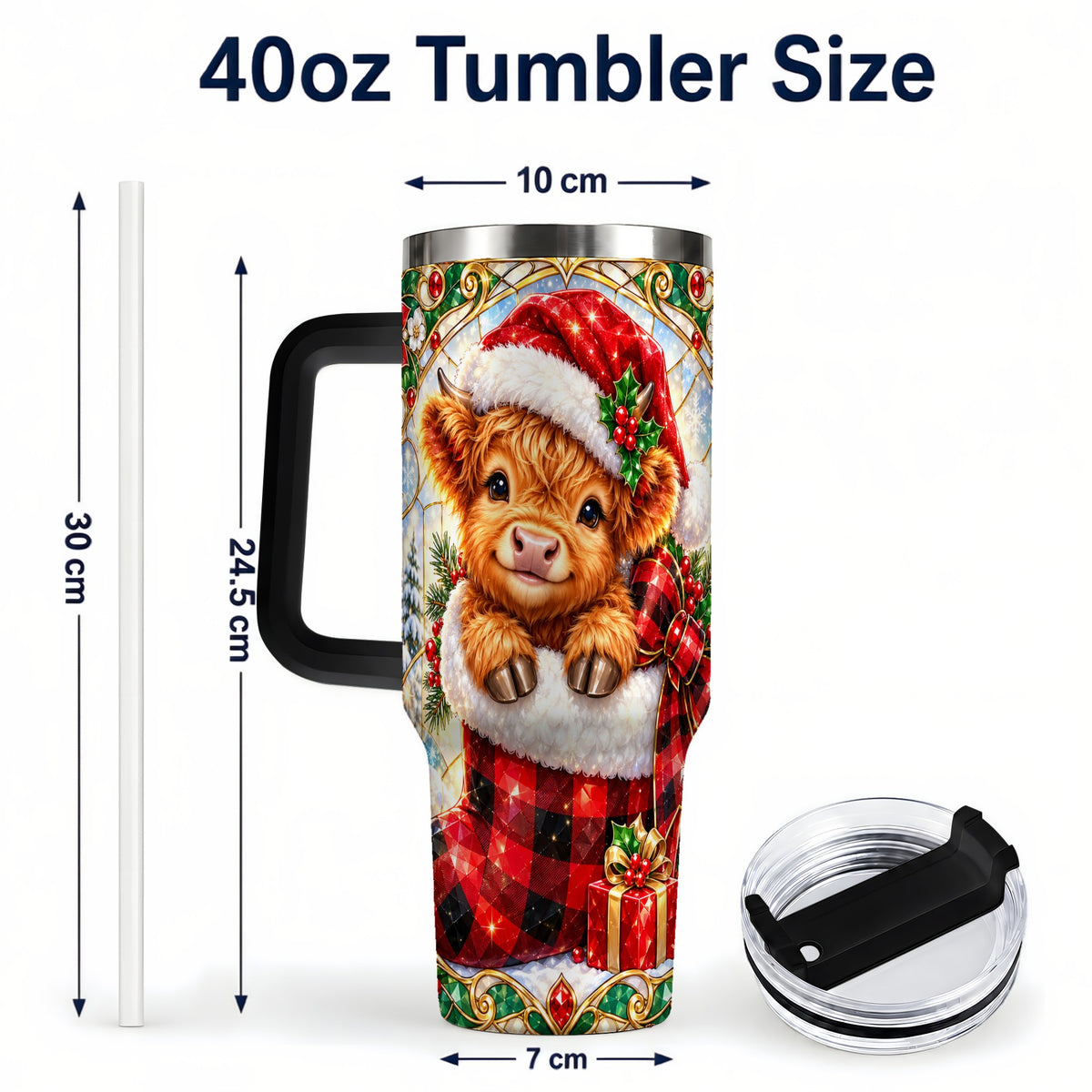 #pl[40oz|Black] Highland Cow 40oz Tumbler, Christmas Tumbler, Stainless Steel Travel Cup