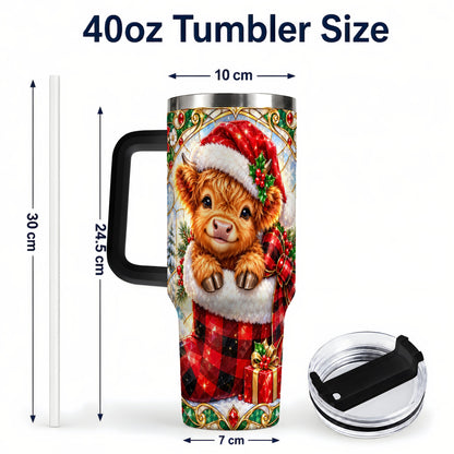 #pl[40oz|Black] Highland Cow 40oz Tumbler, Christmas Tumbler, Stainless Steel Travel Cup
