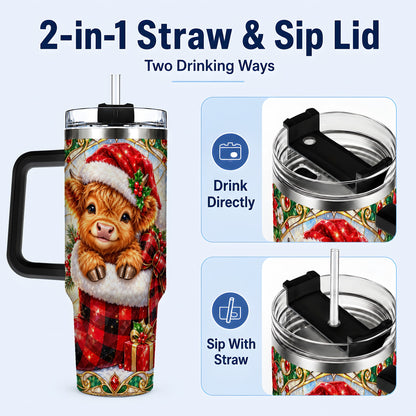#pl[40oz|Black] Highland Cow 40oz Tumbler, Christmas Tumbler, Stainless Steel Travel Cup