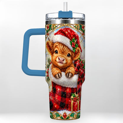#pl[40oz|Blue] Highland Cow 40oz Tumbler, Christmas Tumbler, Stainless Steel Travel Cup