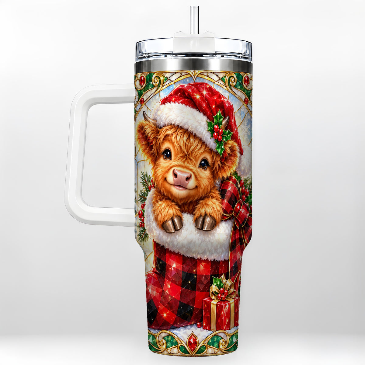 #pl[40oz|White] Highland Cow 40oz Tumbler, Christmas Tumbler, Stainless Steel Travel Cup