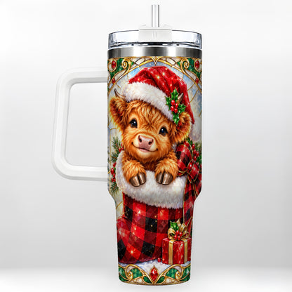 #pl[40oz|White] Highland Cow 40oz Tumbler, Christmas Tumbler, Stainless Steel Travel Cup