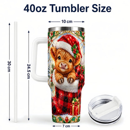 #pl[40oz|White] Highland Cow 40oz Tumbler, Christmas Tumbler, Stainless Steel Travel Cup