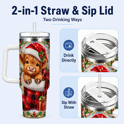 #pl[40oz|White] Highland Cow 40oz Tumbler, Christmas Tumbler, Stainless Steel Travel Cup