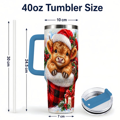 #pl[40oz|Blue] Watercolor Cow 40oz Tumbler, Holiday Tumbler, Stainless Steel Travel Cup