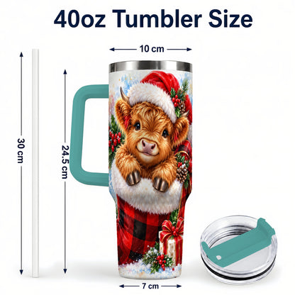 #pl[40oz|Green] Watercolor Cow 40oz Tumbler, Holiday Tumbler, Stainless Steel Travel Cup
