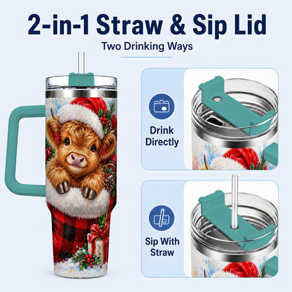 #pl[40oz|Green] Watercolor Cow 40oz Tumbler, Holiday Tumbler, Stainless Steel Travel Cup