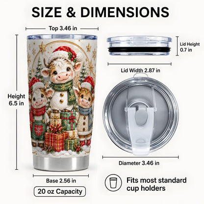 #pl[20oz|Steel] Cute Christmas Cow Tumbler 20oz, Calf Tumbler, Stainless Steel Travel Cup
