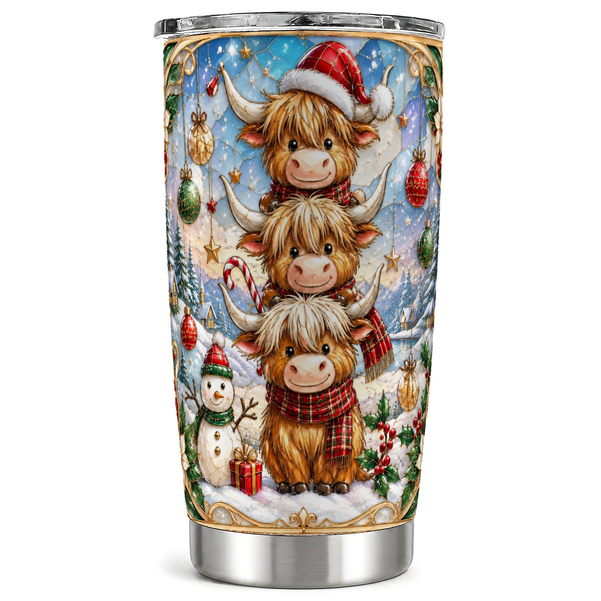 #pl[20oz|Steel] Highland Cow Tumbler 20oz, Holiday Tumbler, Stainless Steel Travel Cup