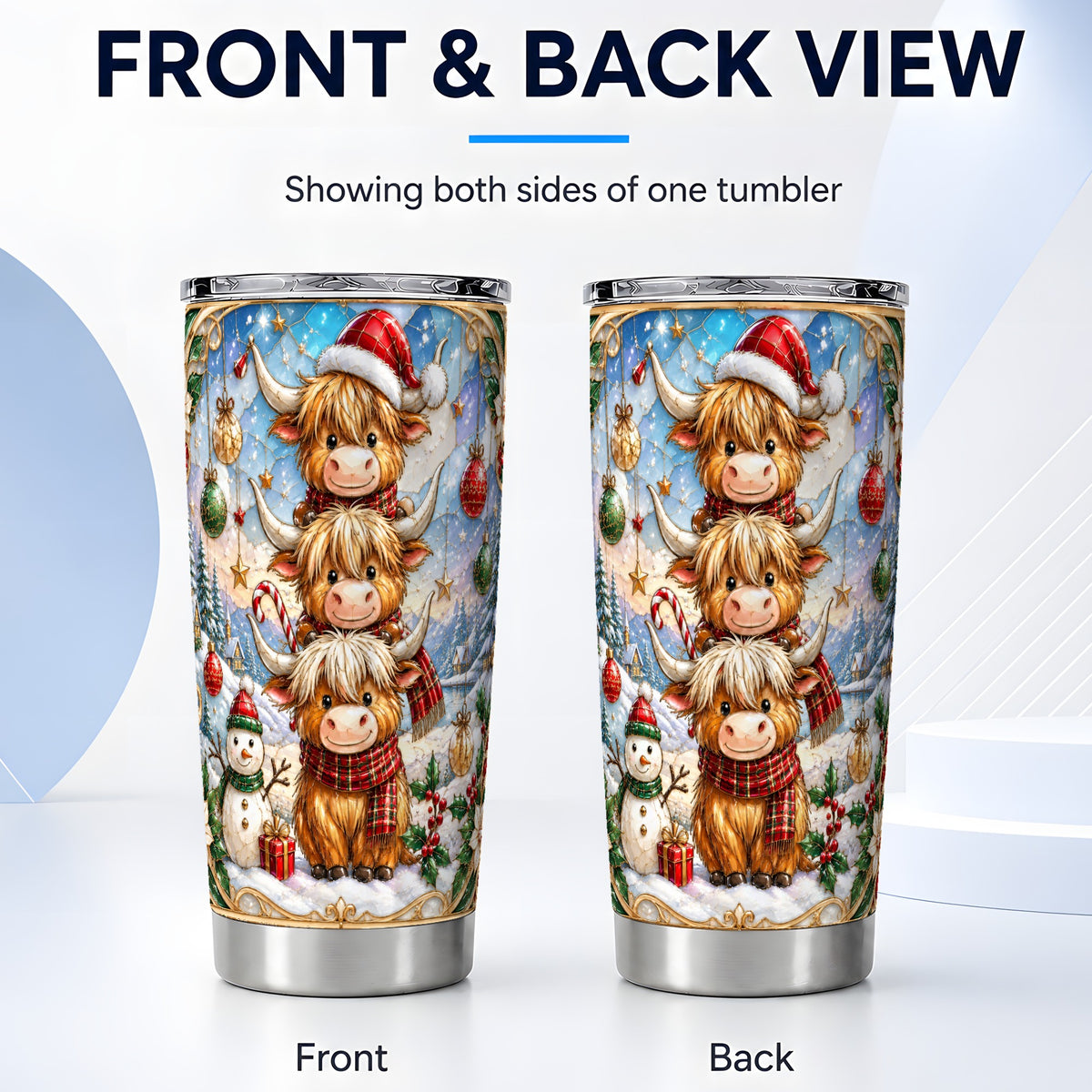 #pl[20oz|Steel] Highland Cow Tumbler 20oz, Holiday Tumbler, Stainless Steel Travel Cup