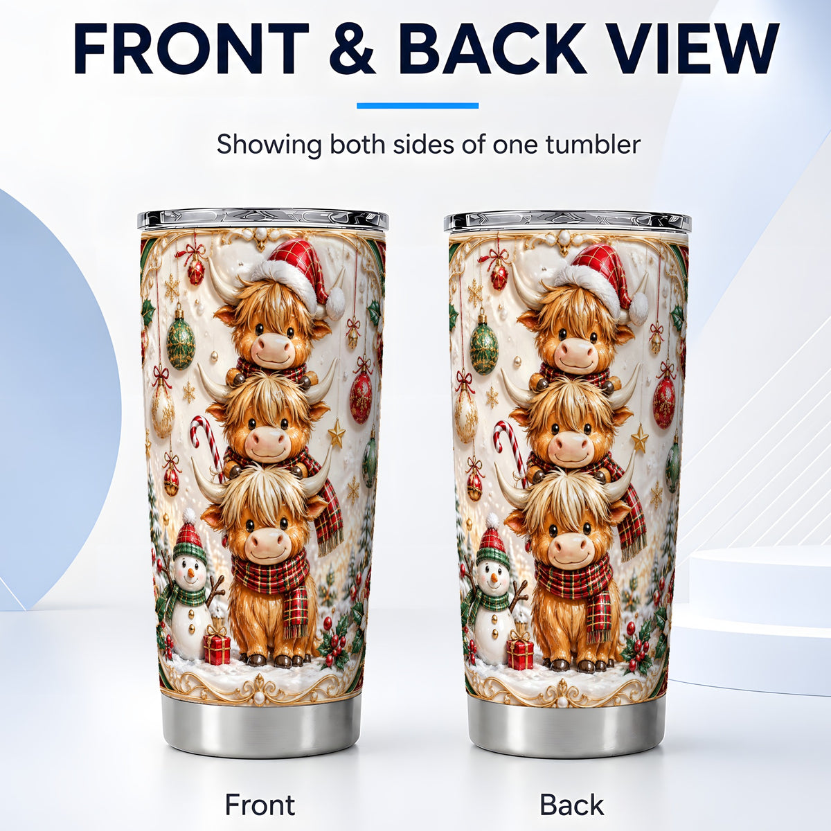 #pl[20oz|Steel] Stacked Cow Tumbler 20oz, Christmas Tumbler, Stainless Steel Travel Cup