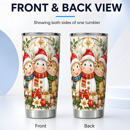 #pl[20oz|Steel] Festive Cow Tumbler 20oz, Christmas Tumbler, Stainless Steel Travel Cup