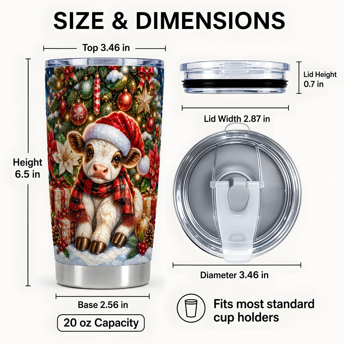 #pl[20oz|Steel] Christmas Calf Tumbler 20oz, Holiday Tumbler, Stainless Steel Travel Cup