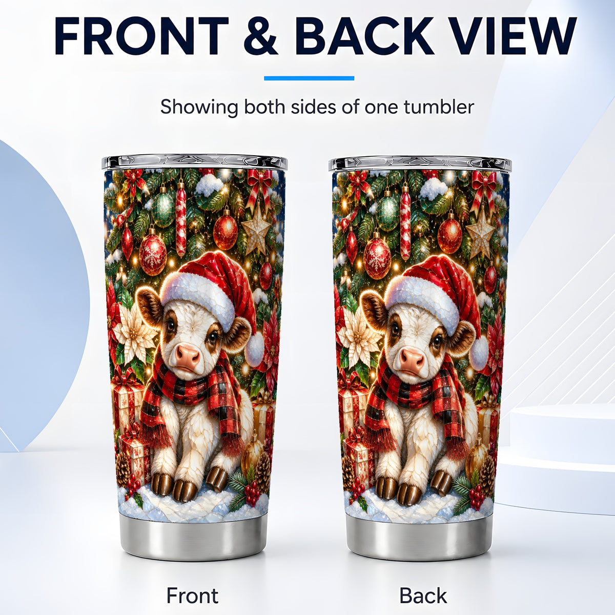 #pl[20oz|Steel] Christmas Calf Tumbler 20oz, Holiday Tumbler, Stainless Steel Travel Cup