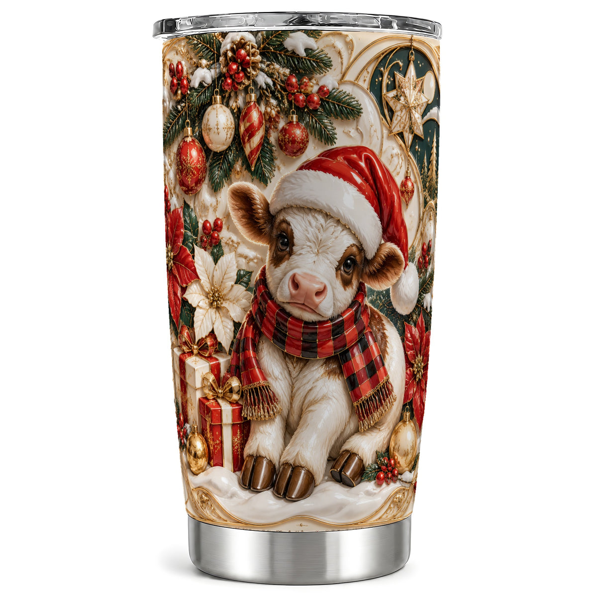 #pl[20oz|Steel] Christmas Calf Tumbler 20oz, Holiday Tumbler, Stainless Steel Travel Cup