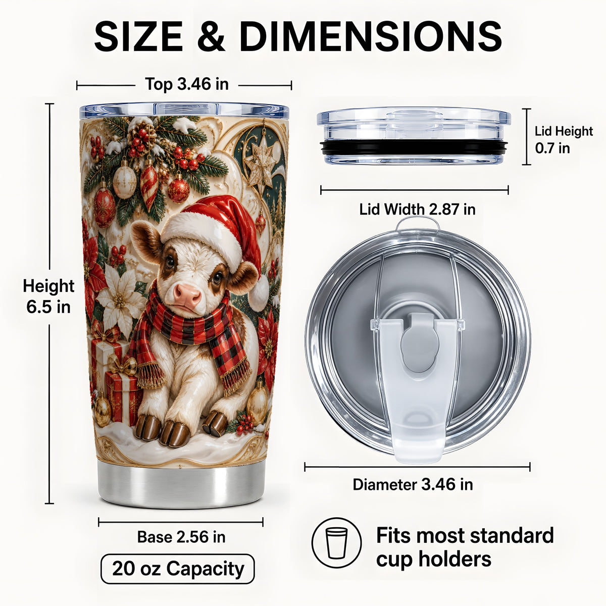 #pl[20oz|Steel] Christmas Calf Tumbler 20oz, Holiday Tumbler, Stainless Steel Travel Cup