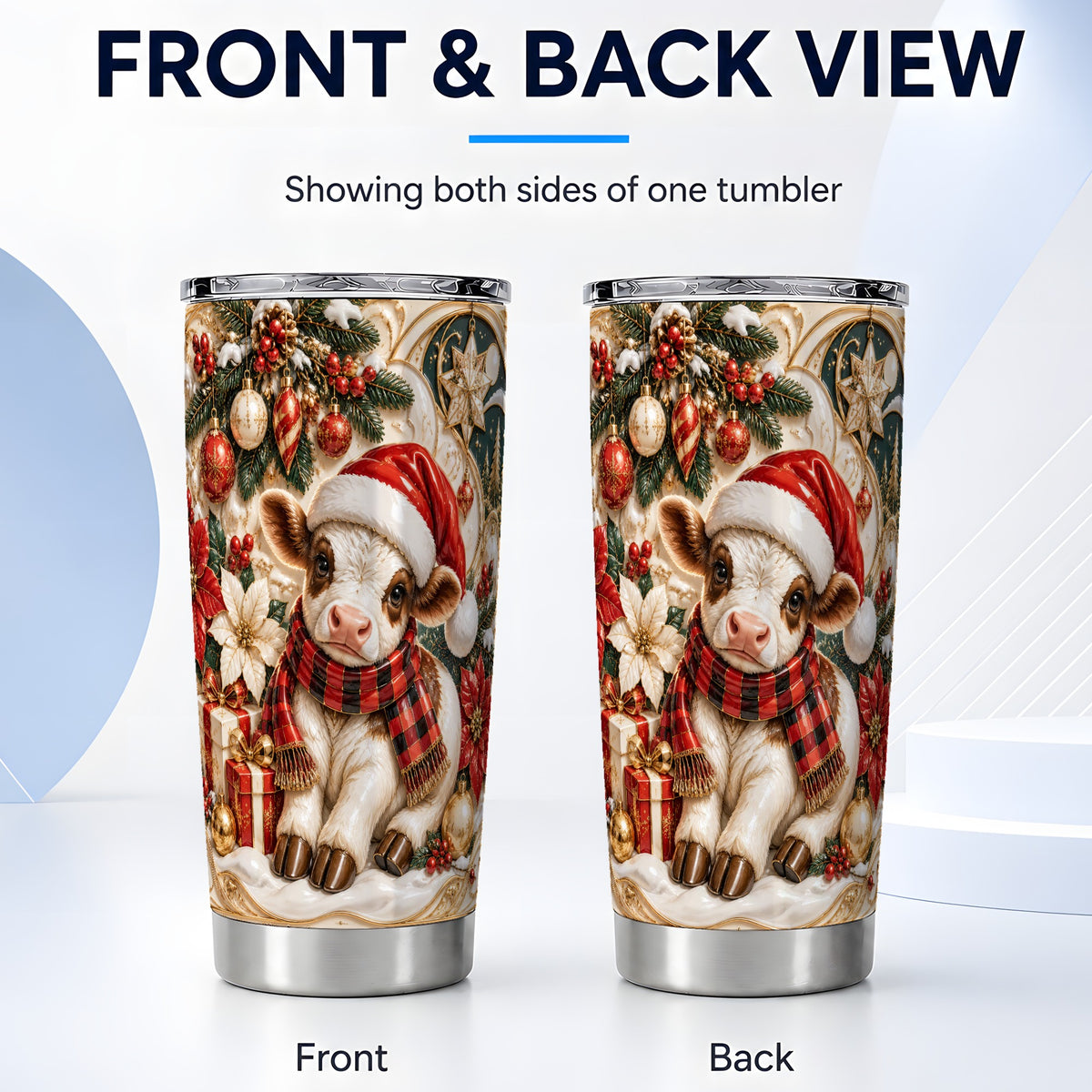 #pl[20oz|Steel] Christmas Calf Tumbler 20oz, Holiday Tumbler, Stainless Steel Travel Cup