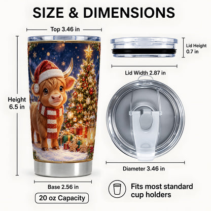 #pl[20oz|Steel] Cute Christmas Highland Cow Tumbler 20oz, Holiday Tumbler, Travel Cup