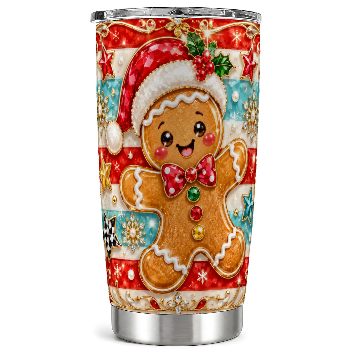 #pl[20oz|Steel] Gingerbread Tumbler 20oz, Christmas Tumbler, Stainless Steel Travel Cup