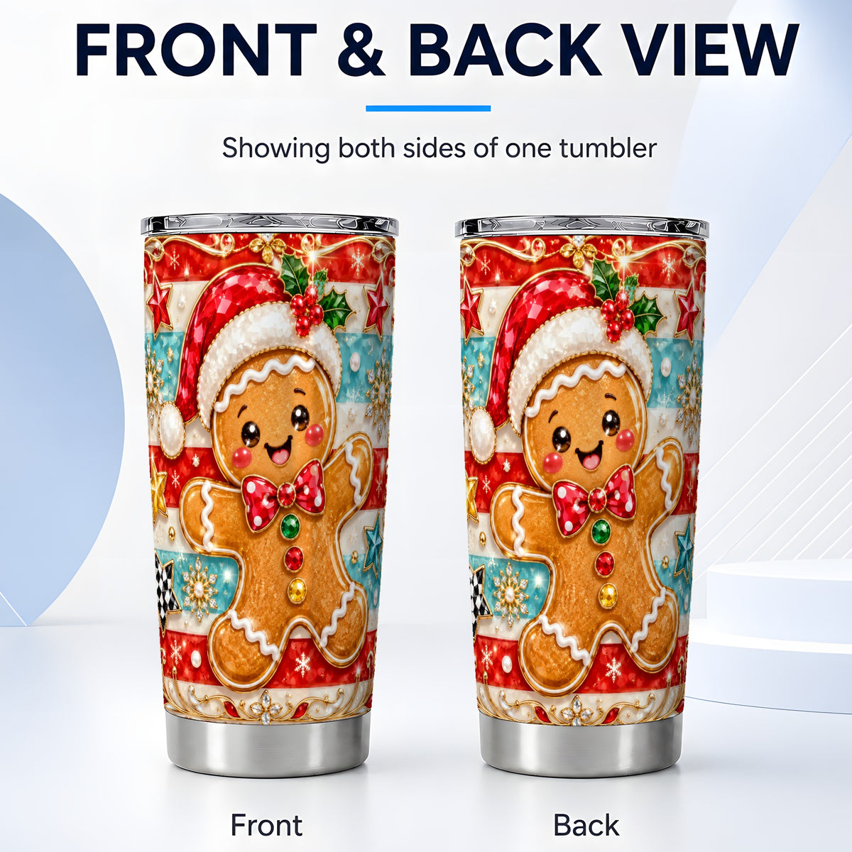 #pl[20oz|Steel] Gingerbread Tumbler 20oz, Christmas Tumbler, Stainless Steel Travel Cup