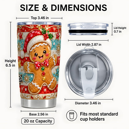 #pl[20oz|Steel] Gingerbread Tumbler 20oz, Christmas Tumbler, Stainless Steel Travel Cup
